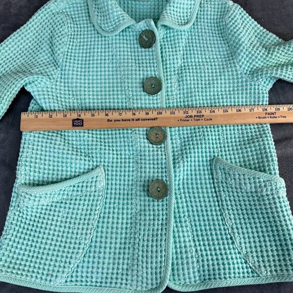 Focus Lagenlook Waffle tecture Jacket blouse top Pockets Buttons SZ Small Fairy - Picture 6 of 10